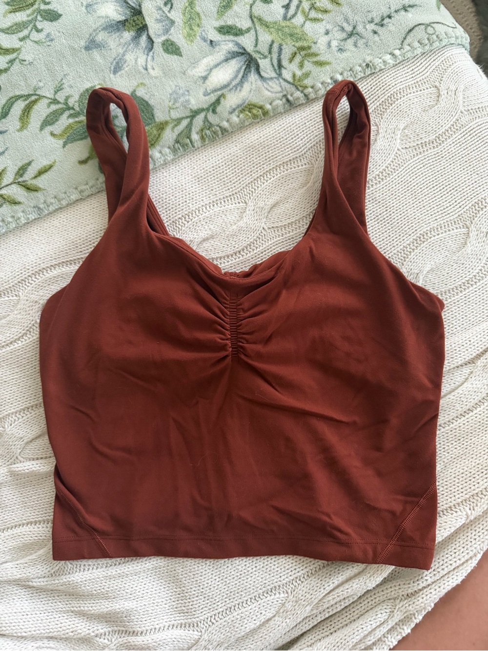 lululemon athletica Rust Brown Ruched Front Crop Align Tank